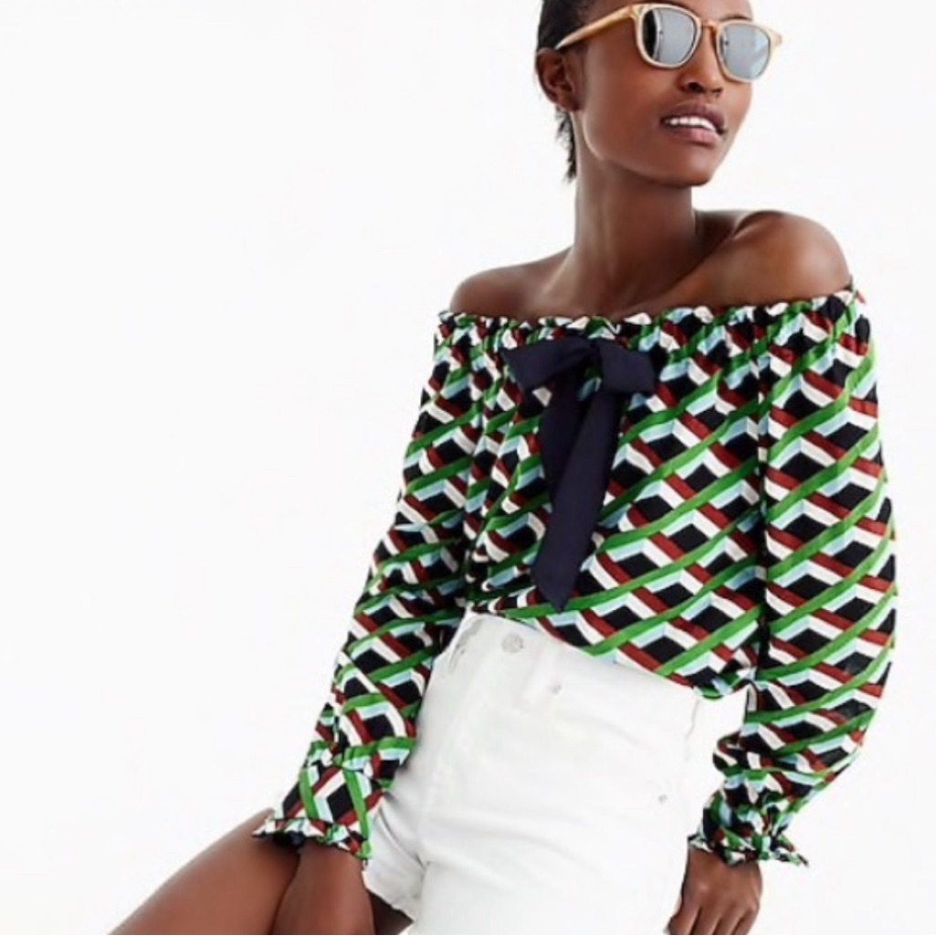 Nwt J. Crew Ratti Diamond Off-The-Shoulder Top